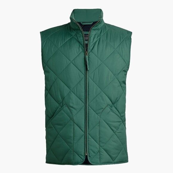 J Crew Men's Quilted Walker Vest Lined Green Patch Pockets Size XL $98 - Picture 10 of 12